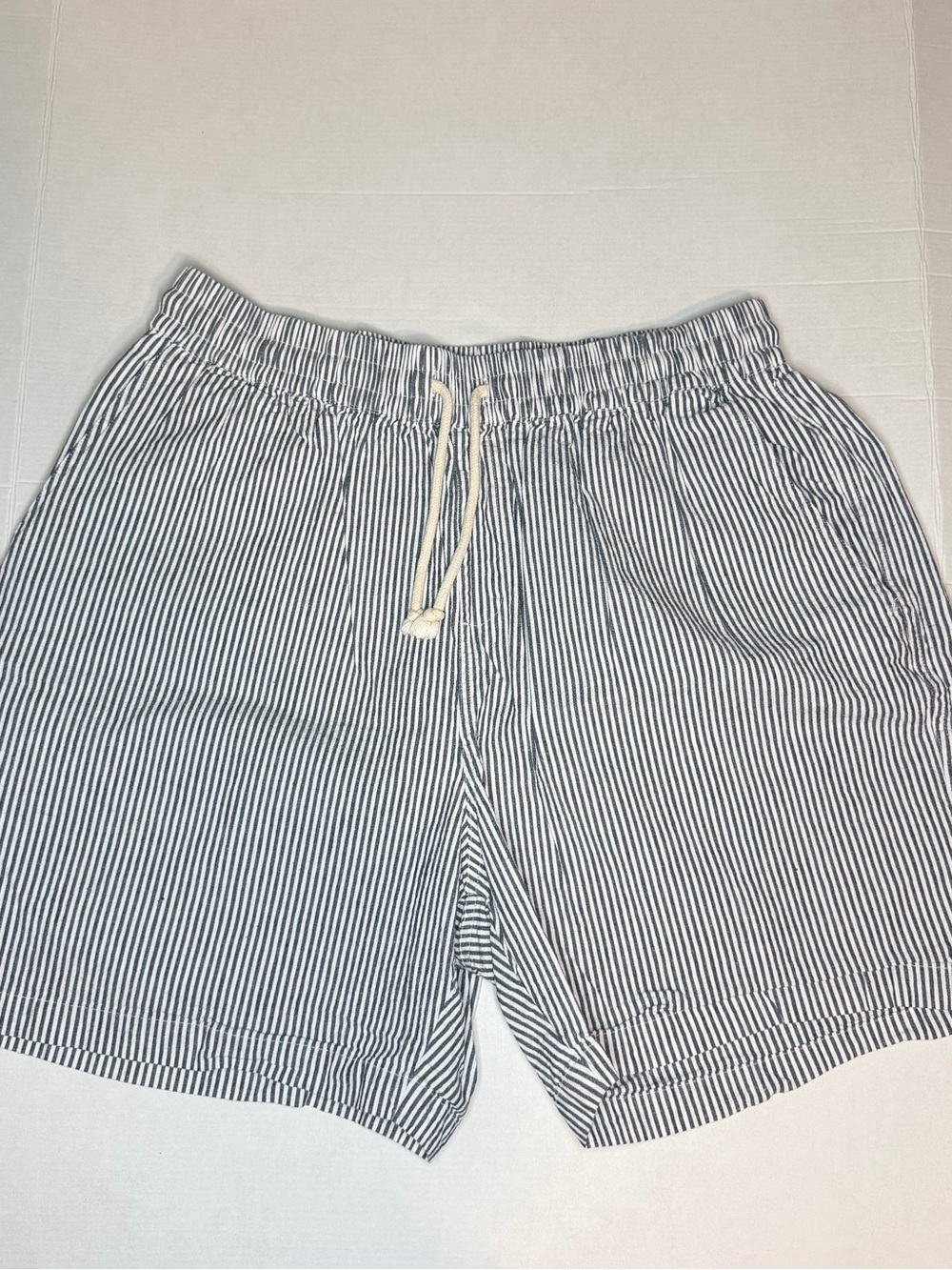 Striped Navy & White Drawstring Hybrid Shorts